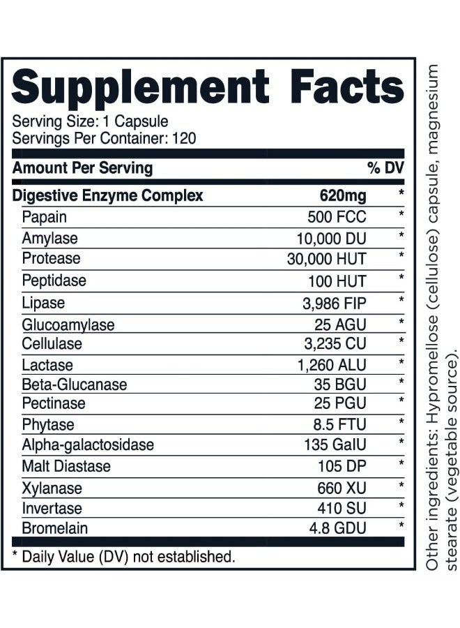 TransformHQ Digestive Enzymes Supplement (120 Capsules) - 16 Enzymes, Support Healthy Digestion - Image 2