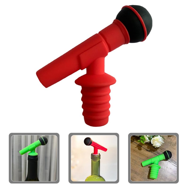 Microphone Shaped Silicone Wine Stopper Fun Bottle Sealing Plug For Household Wine Preservation Random Color - Image 5