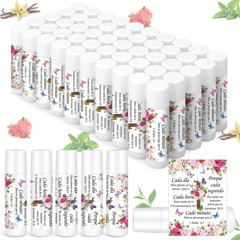 Siifert 50 Pcs Christian Gifts for Women Spanish Religious Lip Balm Bulk Bible Verse Spanish Mother's Day Gifts for Women Faith Religious Scripture Church Party Favor for Teacher Coworker Employee - Image 1