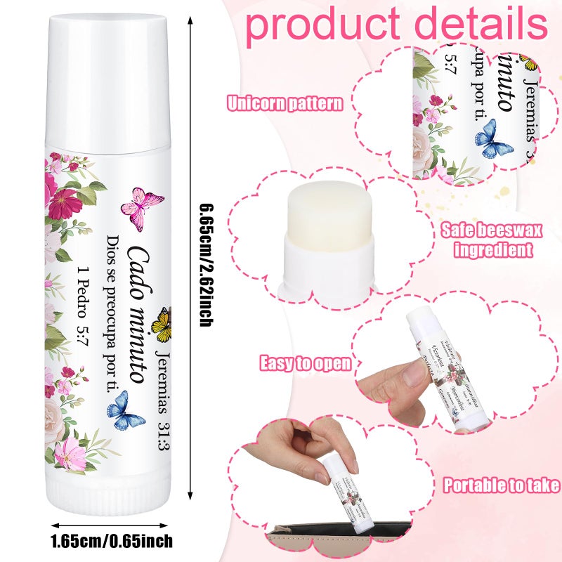 Siifert 50 Pcs Christian Gifts for Women Spanish Religious Lip Balm Bulk Bible Verse Spanish Mother's Day Gifts for Women Faith Religious Scripture Church Party Favor for Teacher Coworker Employee - Image 3
