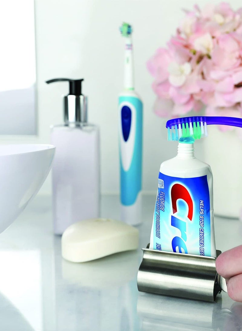 SYOSI Toothpaste Tube Squeezer, Toothpaste Squeeze Roller, Stainless Steel Toothpaste Tube Wringer Holder, Save Toothpaste, Cream - Image 2