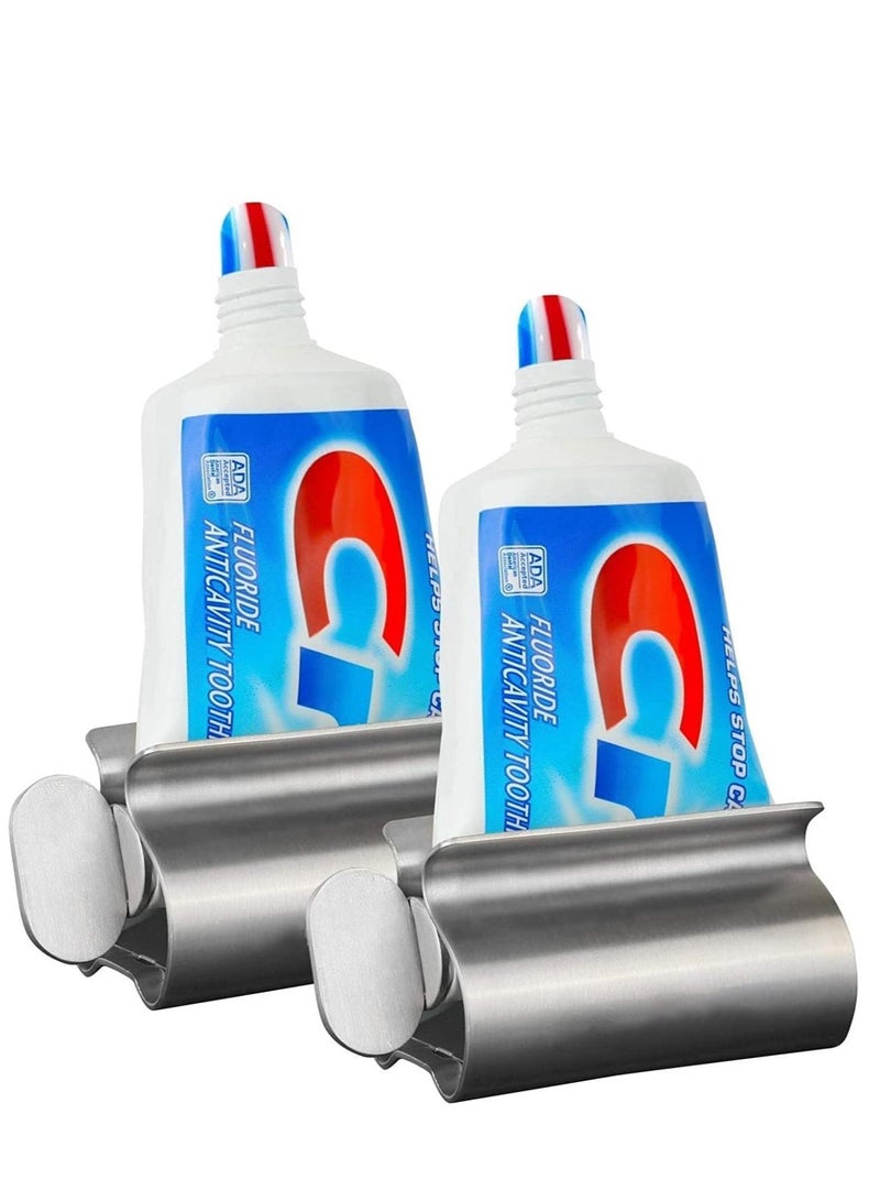 SYOSI Toothpaste Tube Squeezer, Toothpaste Squeeze Roller, Stainless Steel Toothpaste Tube Wringer Holder, Save Toothpaste, Cream - Image 1