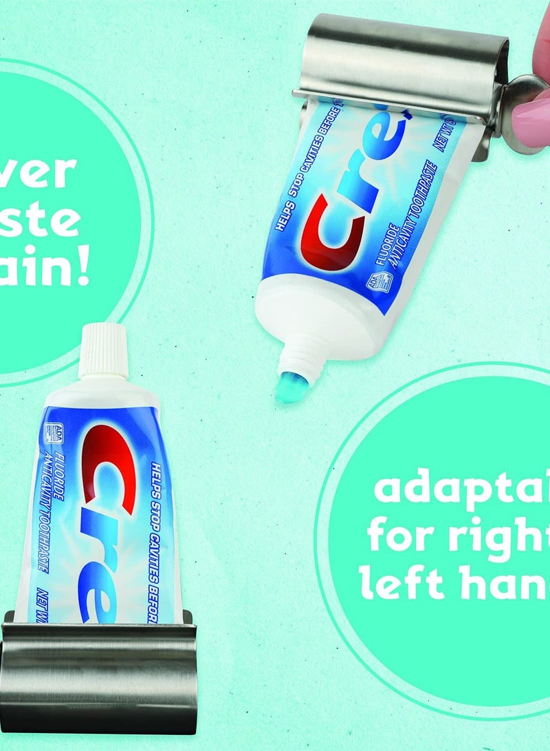 SYOSI Toothpaste Tube Squeezer, Toothpaste Squeeze Roller, Stainless Steel Toothpaste Tube Wringer Holder, Save Toothpaste, Cream - Image 4