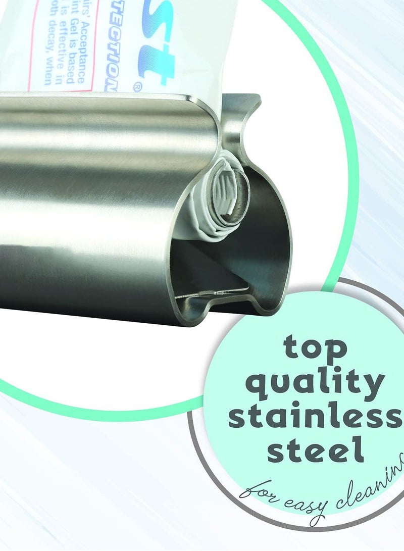 SYOSI Toothpaste Tube Squeezer, Toothpaste Squeeze Roller, Stainless Steel Toothpaste Tube Wringer Holder, Save Toothpaste, Cream - Image 3