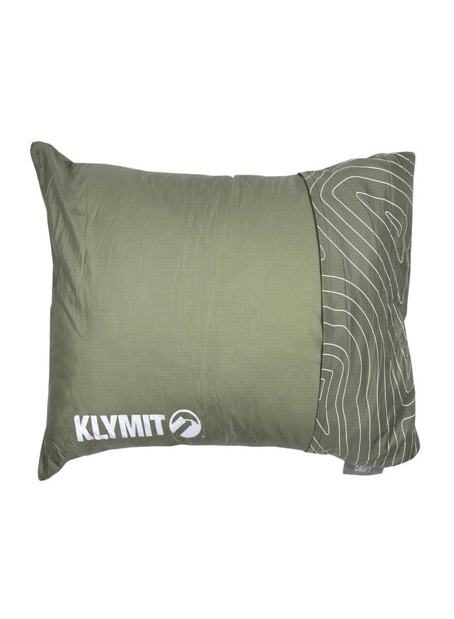 Klymit Drift Camping Pillow, Shredded Memory Foam Travel Pillow with Reversible Cover for Outdoor Use, Green, Regular - Image 1