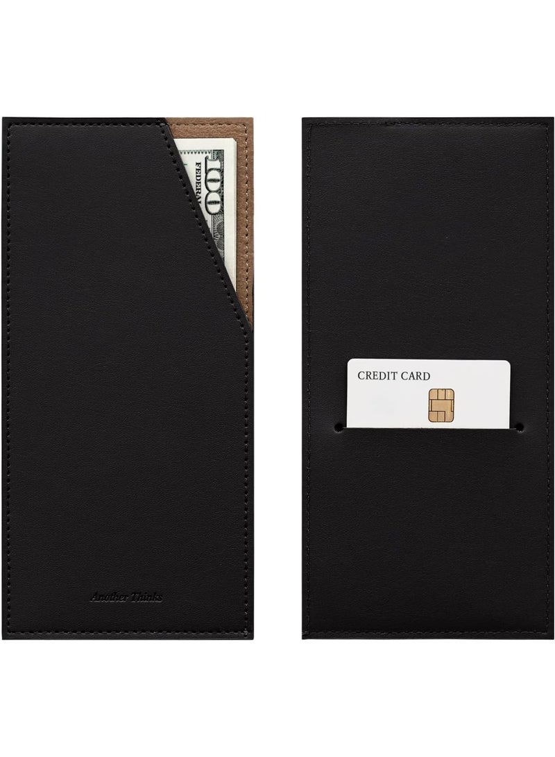 SYOSI PU Leather Money Envelope, Reusable Cash and Card Holder for Budgeting and Travel, Slim Wallet Organizer for Bills and Receipts, Durable Waterproof Envelope Pouch for Everyday Use, Black - Image 1