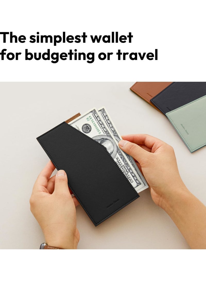 SYOSI PU Leather Money Envelope, Reusable Cash and Card Holder for Budgeting and Travel, Slim Wallet Organizer for Bills and Receipts, Durable Waterproof Envelope Pouch for Everyday Use, Black - Image 3