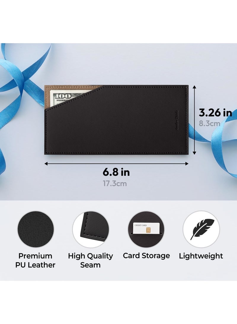 SYOSI PU Leather Money Envelope, Reusable Cash and Card Holder for Budgeting and Travel, Slim Wallet Organizer for Bills and Receipts, Durable Waterproof Envelope Pouch for Everyday Use, Black - Image 4