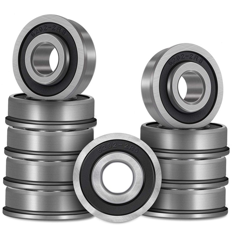 Sunluway 10Pcs Flanged Ball Bearings ID 5/8" x OD 1-3/8" for Lawn Mower, Wheelbarrows, Carts & Hand Trucks Wheel Hub, Alternative to Snapper, JD, MTD, Marathon AYP Etc, Deep Groove Ball Bearing - Image 1