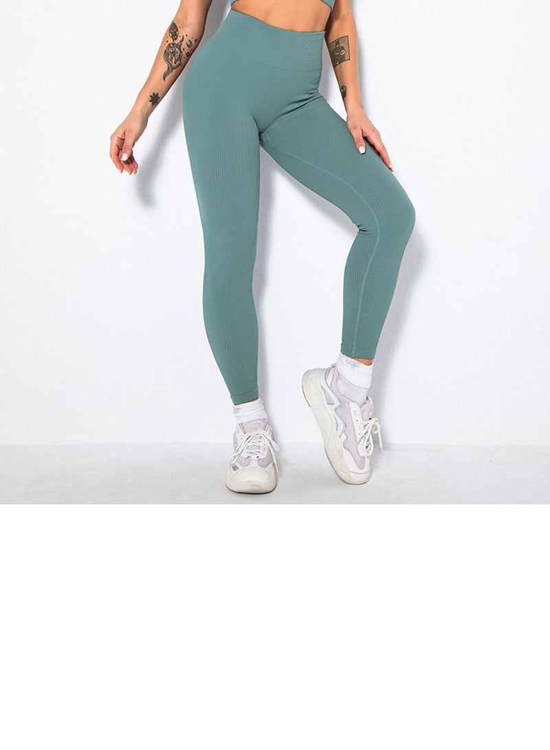 Loquat Solid V-neck Bra Tights Sports Set Blue - Image 3