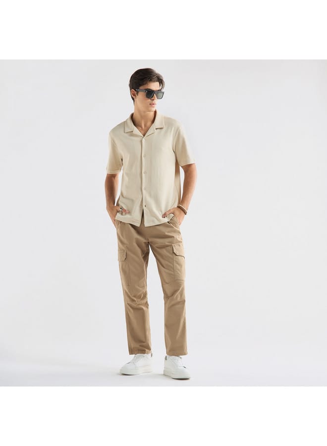 Splash FAV Textured Camp Collar Shirt with Short Sleeves  - Image 2