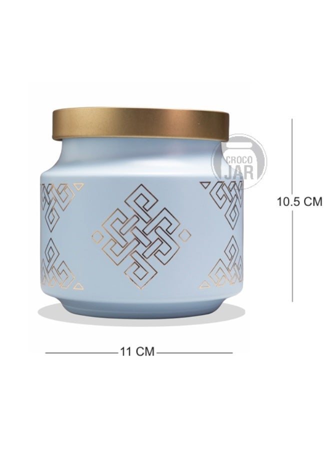 CROCO JAR Premium Color Coated & Printed Design 600 ML REJOICE MATT BLUE CHEX WITH GOLDEN CAP-4 PCS - Image 2