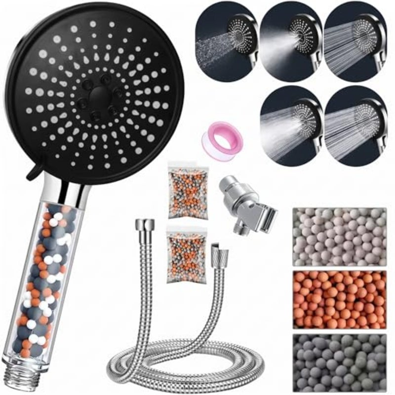 with 6 Settings Spray Mode, Chrome - Shower Spryer with1.8m Stainless Steel Premium Quality pipe - Image 1