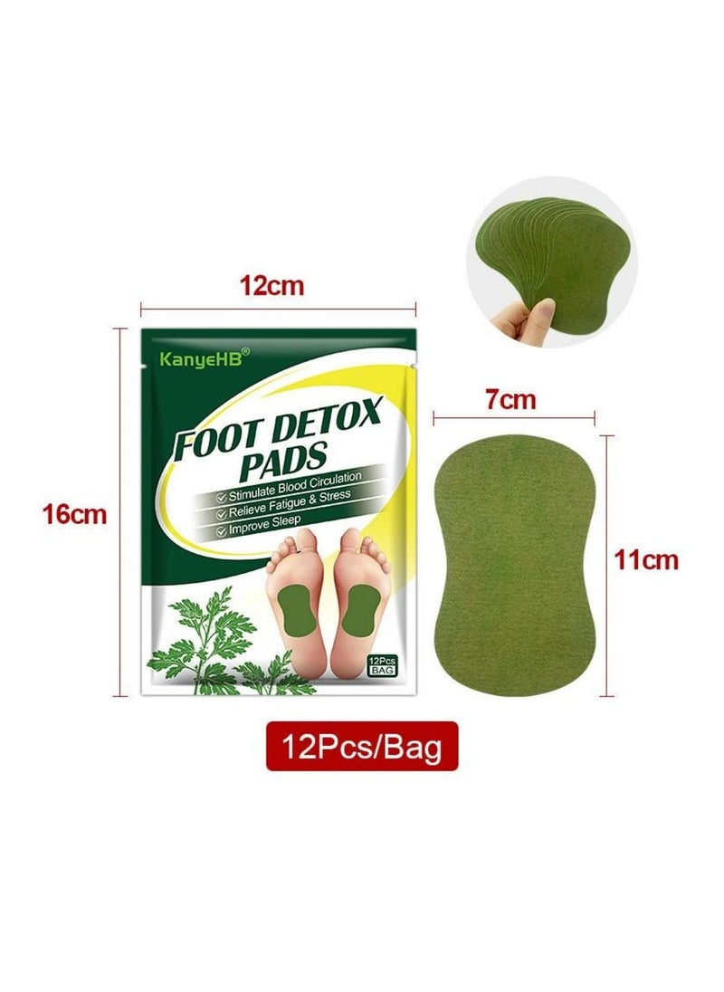 KanyeHB - 12 Pieces Wormwood Ginger Foot Detox Patch Relieve Stress Help Sleep Body Toxin Cleansing Slimming Pad Body Detox Weight Loss - Image 1