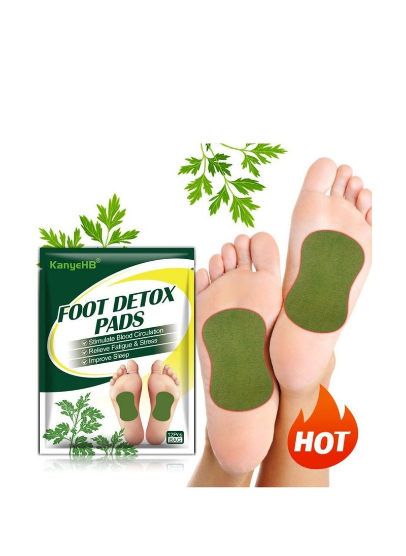 KanyeHB - 12 Pieces Wormwood Ginger Foot Detox Patch Relieve Stress Help Sleep Body Toxin Cleansing Slimming Pad Body Detox Weight Loss - Image 1