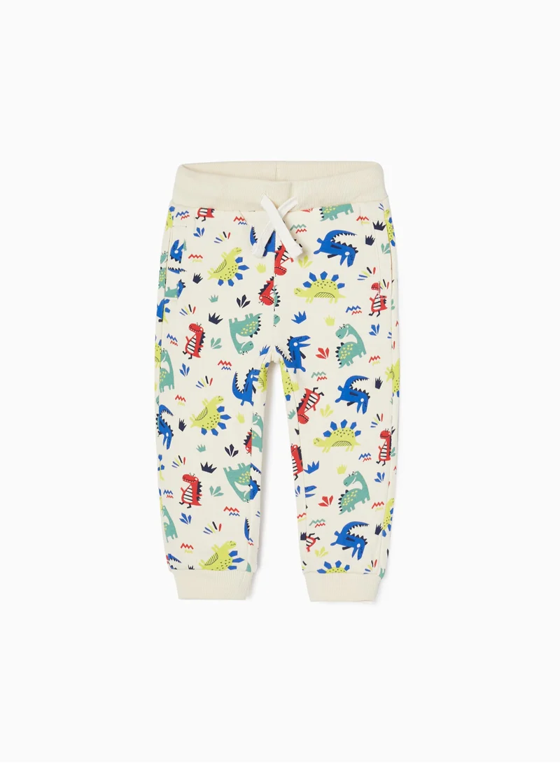 زيبي Cotton Joggers for Baby Boys 'Dinosaurs', Beige