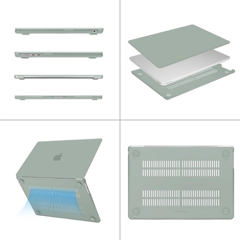 موسيسو حافظة MOSISO متوافقة مع MacBook Air مقاس 15 بوصة M5 2026 M4 2025 M3 2024 M2 2023 A3448 A3241 A3114 A2941 شاشة Liquid Retina مع Touch ID، غطاء حماية بلاستيكي صلب، أخضر عتيق - Image 5