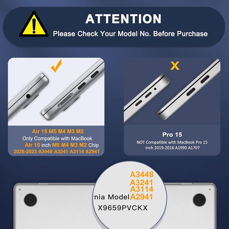 موسيسو حافظة MOSISO متوافقة مع MacBook Air مقاس 15 بوصة M5 2026 M4 2025 M3 2024 M2 2023 A3448 A3241 A3114 A2941 شاشة Liquid Retina مع Touch ID، غطاء حماية بلاستيكي صلب، أخضر عتيق - Image 2