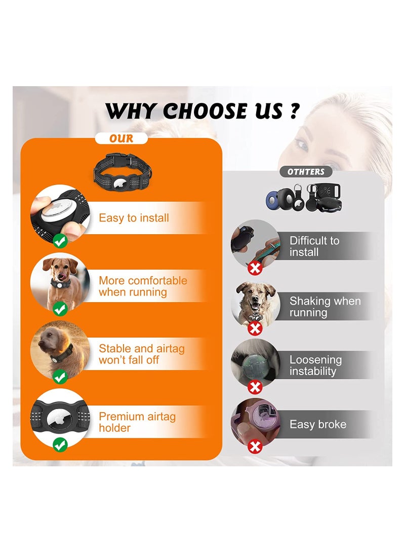SYOSI AirTag Dog Collar Integrated for AirTag Holder for iPhone Outdoor Activitiesanti Lost Reflective for Apple AirTag Dog Collar Sturdy and Durable Dog Collar That Fits Most Dogs - Image 2