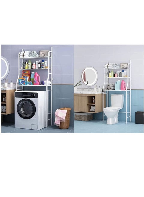 3 Shelf Space Saver Over Toilet Rack Bathroom Corner Stand Storage Organizer White