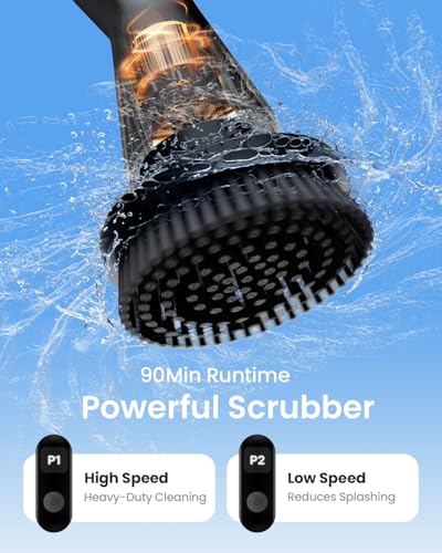 Leebein Electric Spin Scrubber, 2025 New Cordless Cleaning Brush Bathroom Scrubber, IPX7 Waterproof Shower Scrubber with 7 Brush Heads, Extendable Long Handle and 2 Speeds Scrubber for Bathtub Floor - Image 2