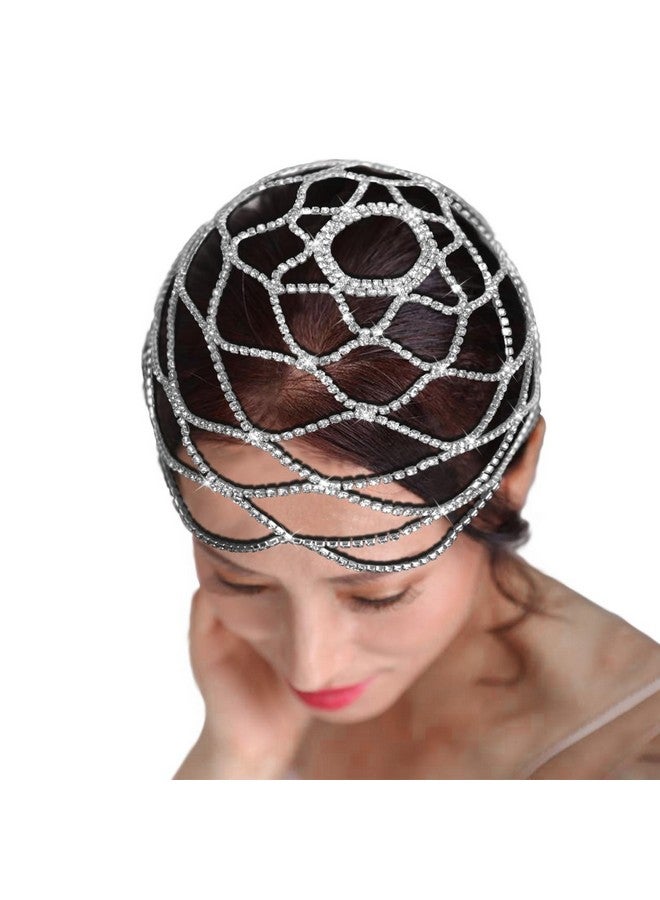 براون جايد إكسسوارات فلابر من عشرينيات القرن العشرين للنساء عصابة رأس من أحجار الراين من Great Gatsby من عشرينيات القرن العشرين قطع شعر الزفاف للعرائس باللون الفضي - Image 1