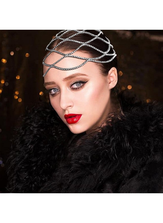 براون جايد إكسسوارات فلابر من عشرينيات القرن العشرين للنساء عصابة رأس من أحجار الراين من Great Gatsby من عشرينيات القرن العشرين قطع شعر الزفاف للعرائس باللون الفضي - Image 4