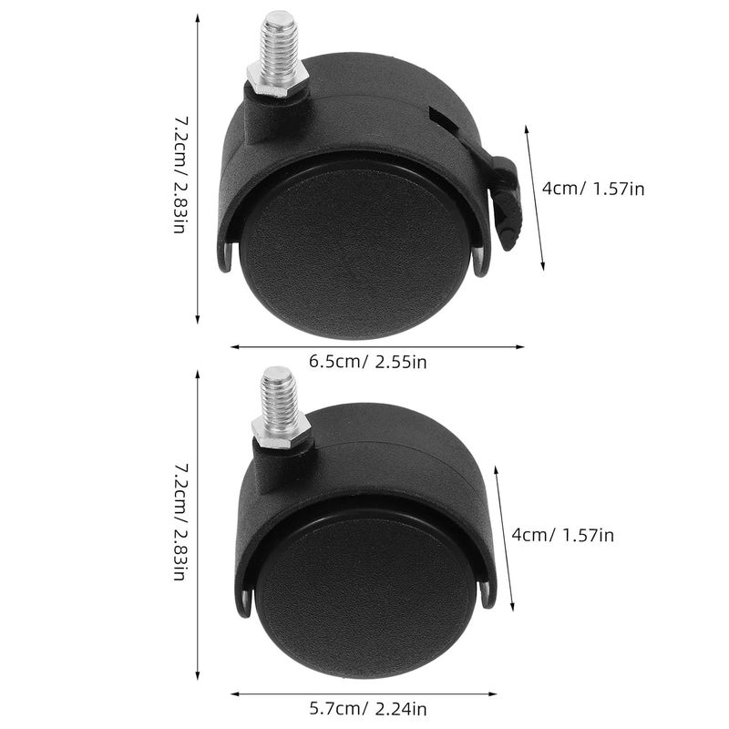 4Pcs Threaded Stem Swivel Chair Casters with Locking Wheels for Office Chairs - Image 3