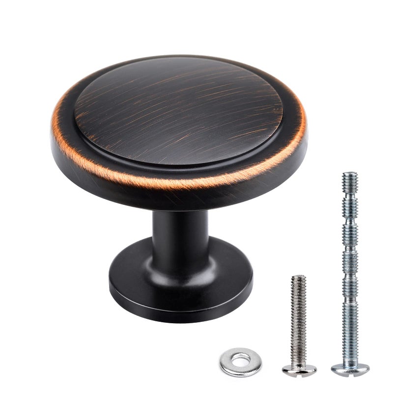 Weaverbird Round Brushed Oil Rubbed Bronze Finish Cabinet Knobs, Zinc Alloy Kitchen Drawer Hardware Knobs For Cabinets, 1-1/4"" Diameter, Pack Of 25 - Image 1