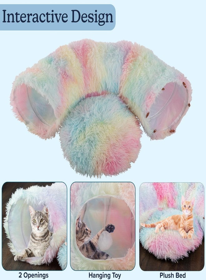 PETMAKER Cat Tunnel with Bed for Indoor Cats - 3FT Multifunctional Cat Tunnel Bed with Toys - Soft, Plush Peekaboo Cat Cave for Kittens, Cats, Ferrets, and Rabbits - Cat Products by PETMAKER (Multi) - Image 4