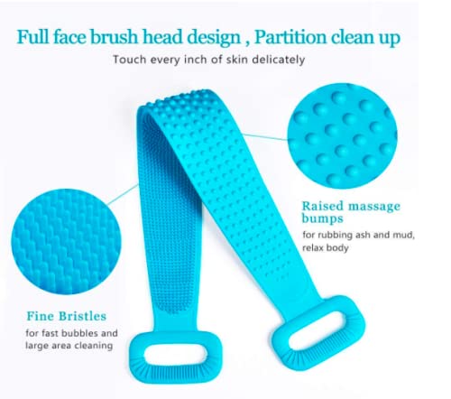 Printz Bath Brush Bathing Belt Body Wash Brush Back Scrubber Body Washer For Dead Skin Removal For Men Women Kids Unisex Blue - Image 4