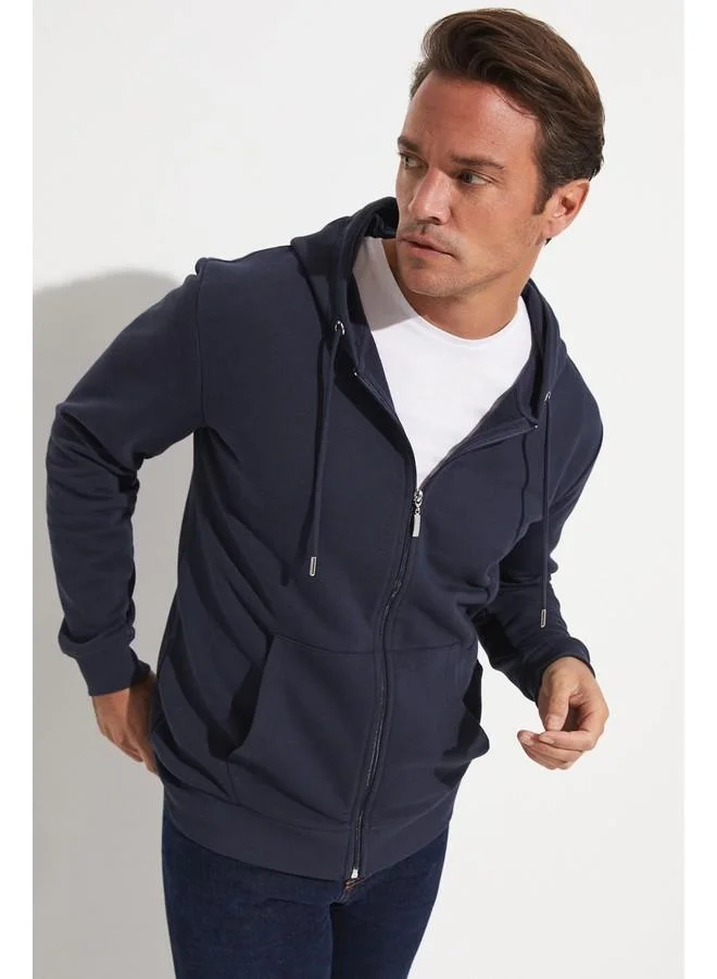 JUNE June Men Zippered Pocket Detailed Sweatshirt Dark Indigo