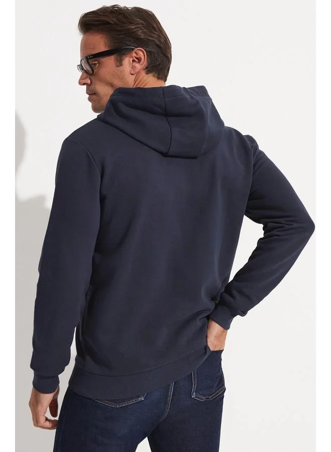 JUNE June Men Zippered Pocket Detailed Sweatshirt Dark Indigo