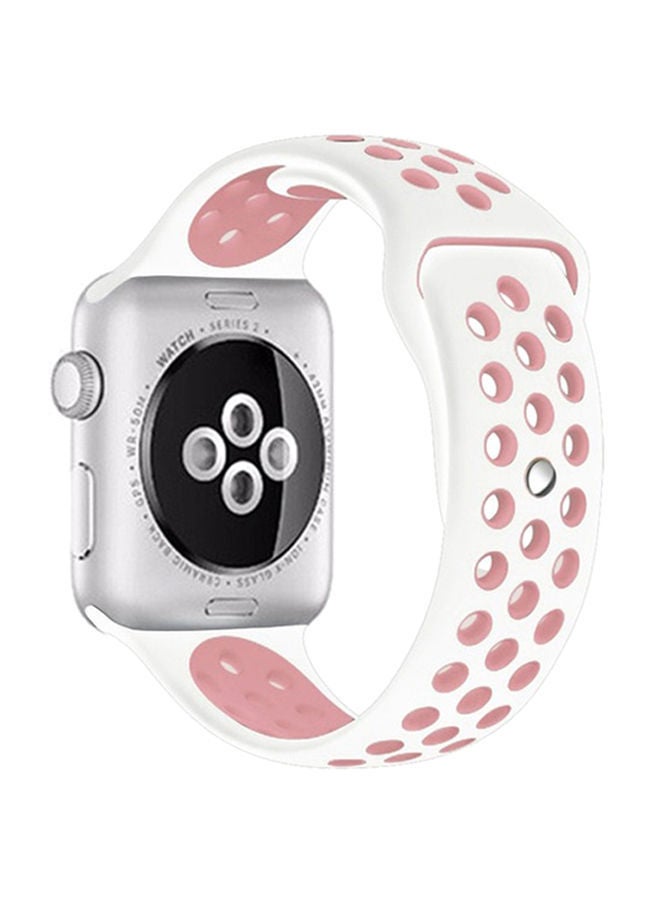 NIBEMINENT Silicone Sport Band For Apple Watch White / Pink