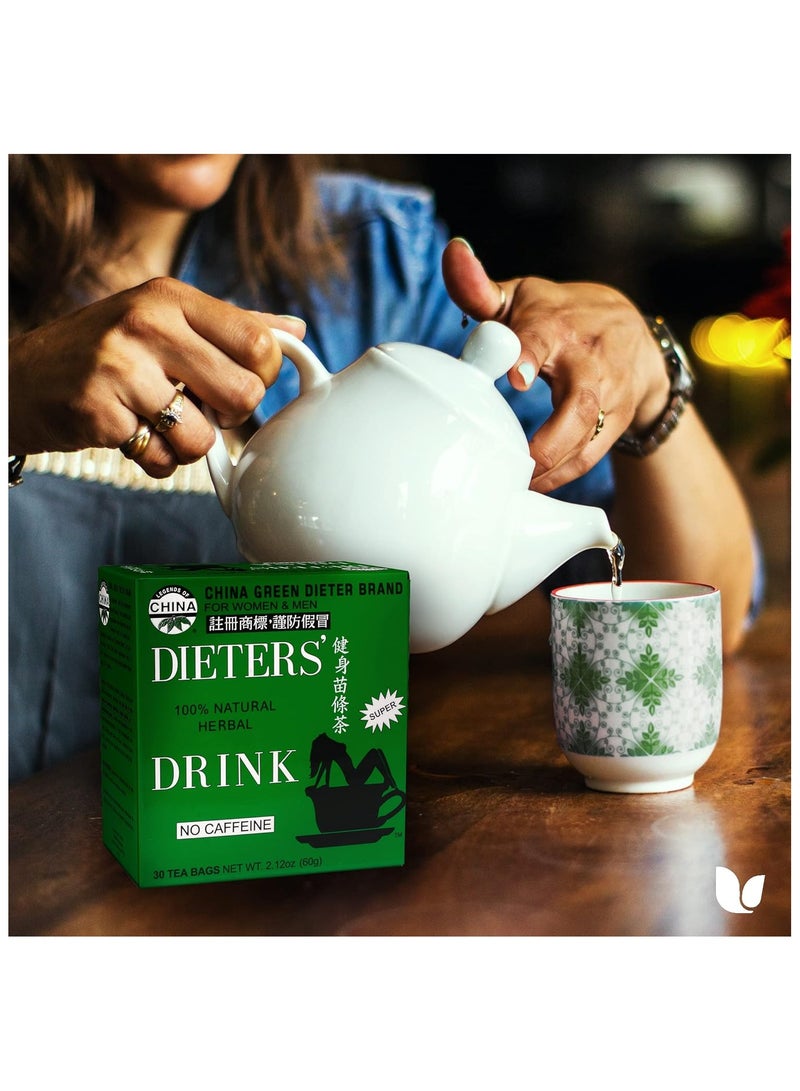 UNCLE LEE شاي الحمية الأخضر من الصين بواسطة أنكل لي، أكياس شاي أعشاب خالية من الكافيين، 30 قطعة (عبوة من 2) - Image 3