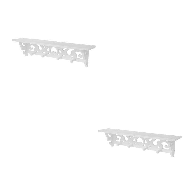 2 pcs Hollow-Out Style Wall Shelf Decorative Shelf Hanging Storage Rack ( ) - Image 2
