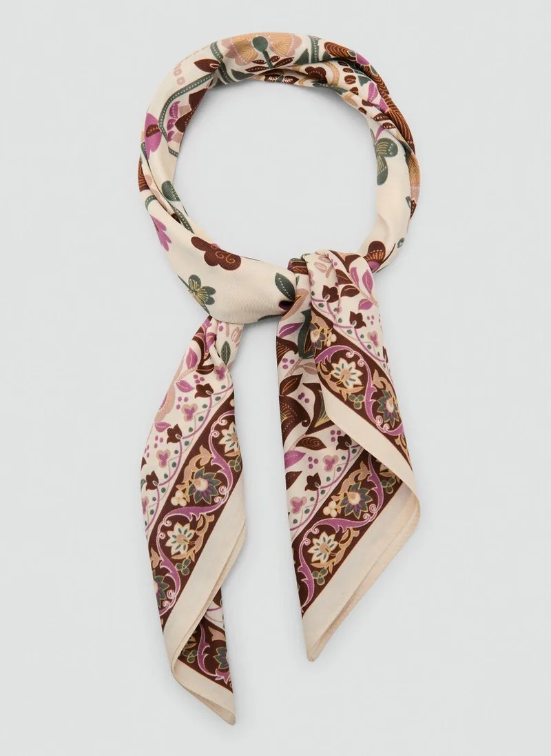 MANGO Floral satin scarf