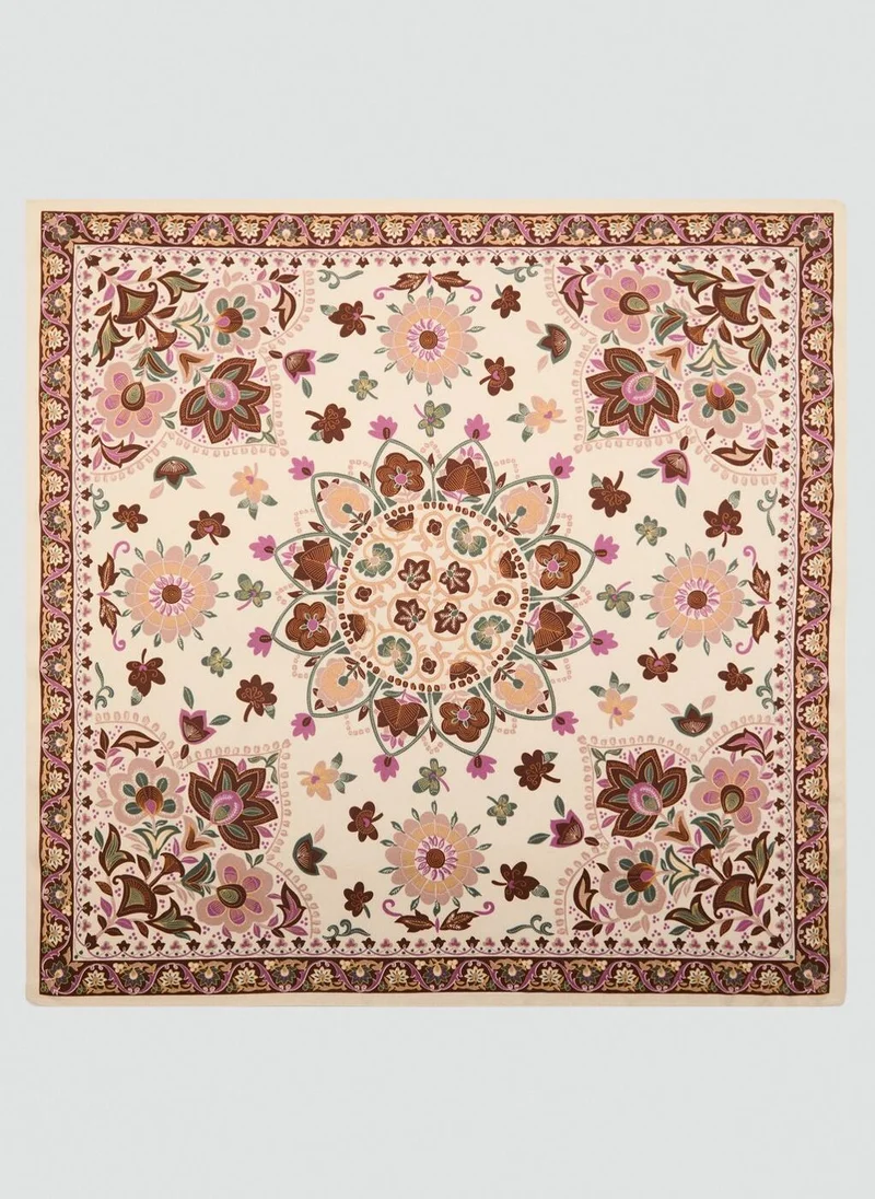 MANGO Floral satin scarf