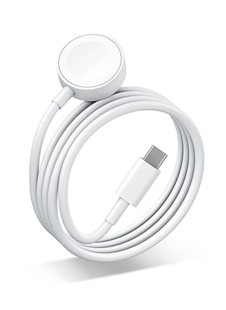 TLAXCA سلك شاحن ساعة USB C سريع الشحن متوافق مع ساعة Apple، كابل شحن ساعة مغناطيسي متوافق مع سلسلة الساعات 9/8/7/Ultra/Ultra2/SE2/6/5/4/3/2/1/SE1، سلك من النوع C، 1 م  - Image 1