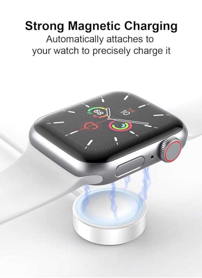 TLAXCA سلك شاحن ساعة USB C سريع الشحن متوافق مع ساعة Apple، كابل شحن ساعة مغناطيسي متوافق مع سلسلة الساعات 9/8/7/Ultra/Ultra2/SE2/6/5/4/3/2/1/SE1، سلك من النوع C، 1 م  - Image 4