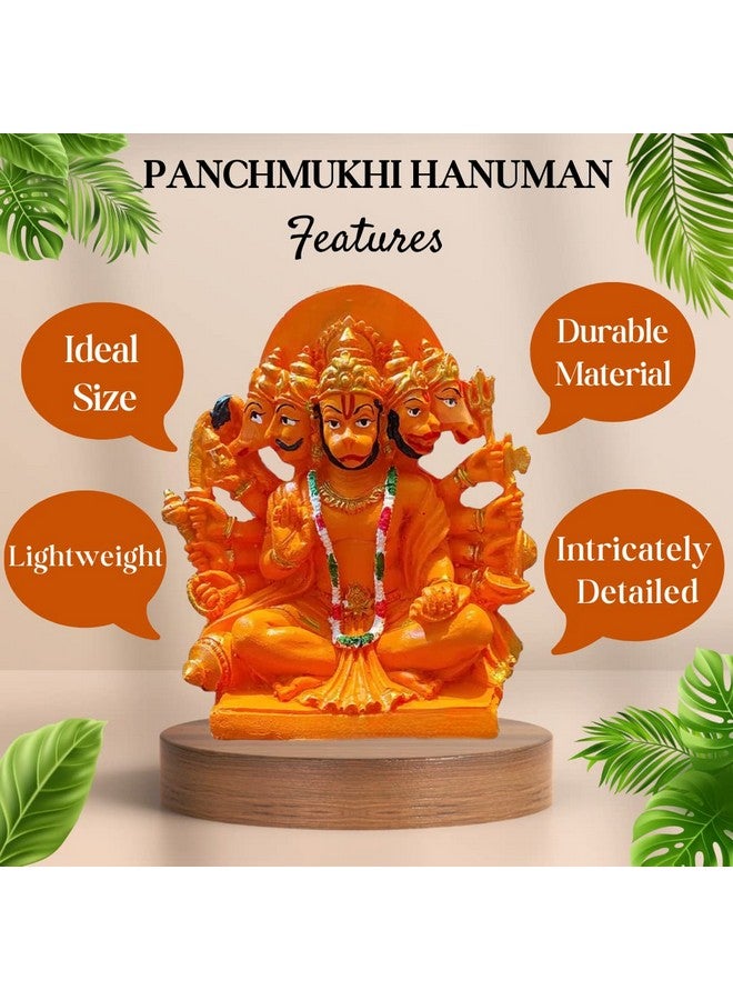 The Advitya تمثال أدفيتيا بانشموخي هانومان أو مورتى ريزين للسيارة، المنزل، المكتب | تمثال أورانج سانكات موشان بالاجي باجرانجبالي لطقوس المعبد، قطعة عرض ماندير هدية فاستو للديكور (6 بوصة) - Image 3