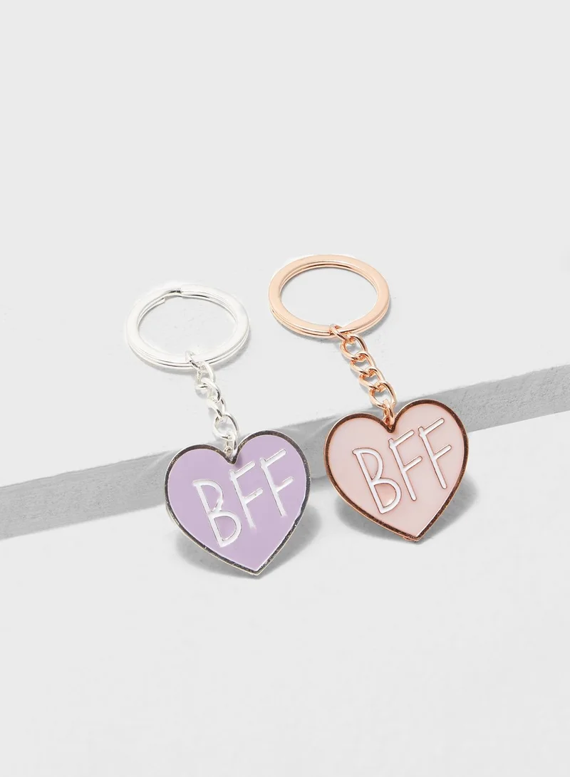 NEW LOOK 2 Pack Heart Shaped Keyrings