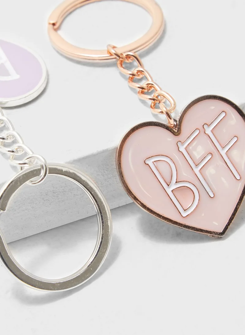 NEW LOOK 2 Pack Heart Shaped Keyrings
