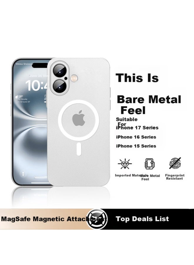 Gurrs Iphone 17 Case, Magsafe Compatible Protective Cover, Ultra-thin Skin-like Frosted Semi-transparent Shockproof Simple Silicone Soft Shell For Apple Iphone 17, Misty White