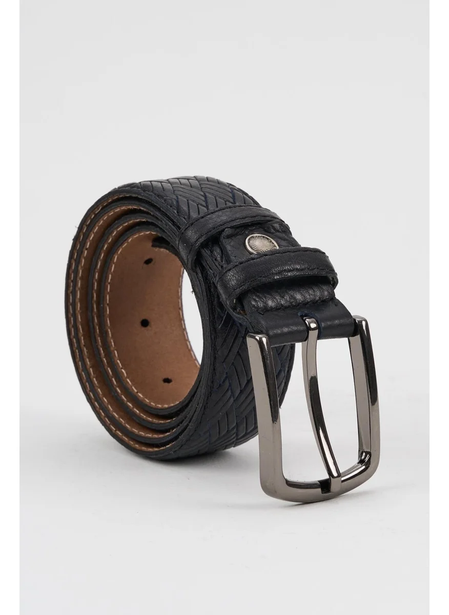 Alexander Gardi Alexandergardi Men's Texture Detailed Genuine Leather Belt (E24-BELT-07)