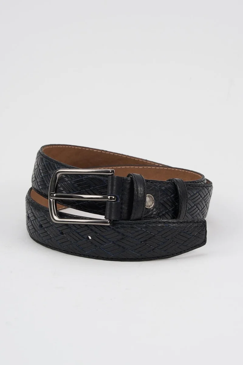 الكسندر جاردي Alexandergardi Men's Texture Detailed Genuine Leather Belt (E24-BELT-07)