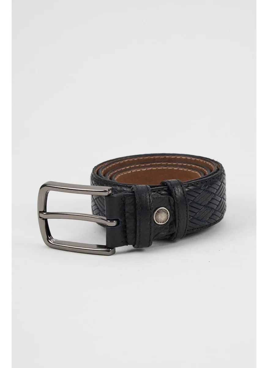 Alexander Gardi Alexandergardi Men's Texture Detailed Genuine Leather Belt (E24-BELT-07)