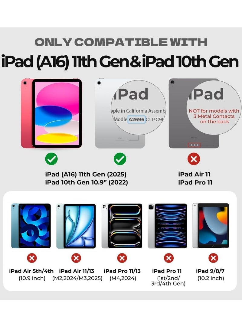 QPHWHFQ 【Arabic and English】Magic Keyboard for iPad 11th(A16, 2025)/ iPad 10th Gen, iPad Keyboard Case for 10.9-11 inch with Multi-Touch Trackpad, 7-Color Backlight, Floating Cantilever Stand, White  - Image 5