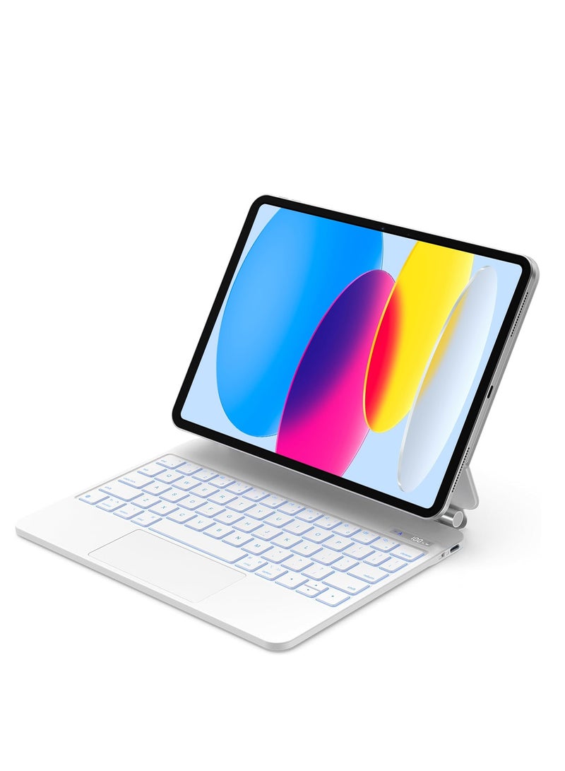 QPHWHFQ 【Arabic and English】Magic Keyboard for iPad 11th(A16, 2025)/ iPad 10th Gen, iPad Keyboard Case for 10.9-11 inch with Multi-Touch Trackpad, 7-Color Backlight, Floating Cantilever Stand, White  - Image 1