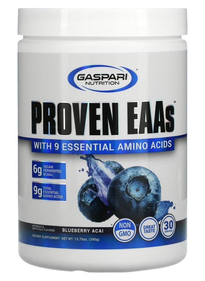 Gaspari Nutrition Proven EAAs with 9 Essential Amino Acids Blueberry Acai 13.75 oz (390 g) 